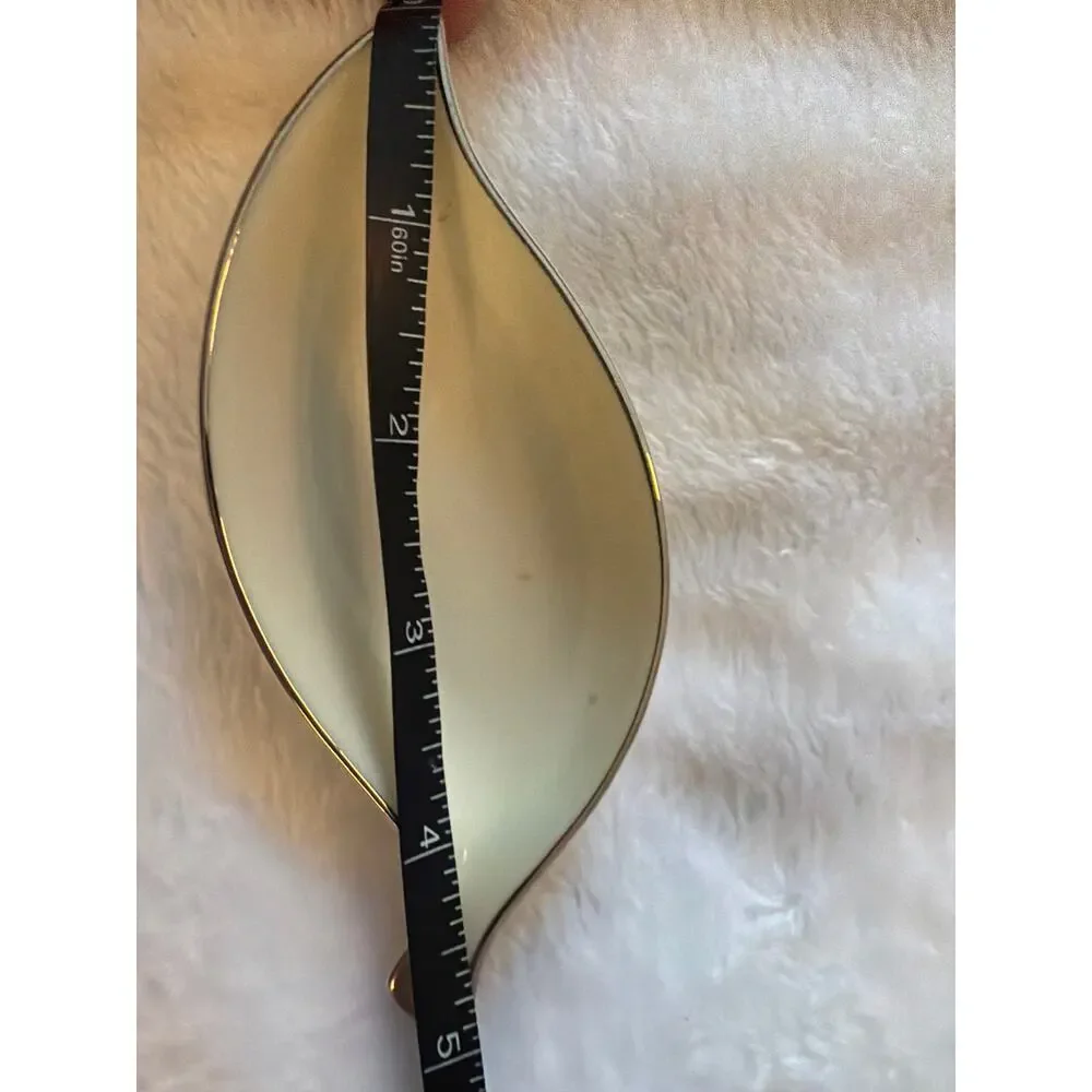 Lenox Hand Painted Platinum Leaf Shaped Trinket Dish Porcelain Jewelry Tray